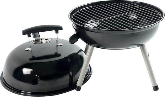 compact portable charcoal grill, outdoor picnic charcoal barbecue, small charcoal grill for camping,14.5-inch,black
