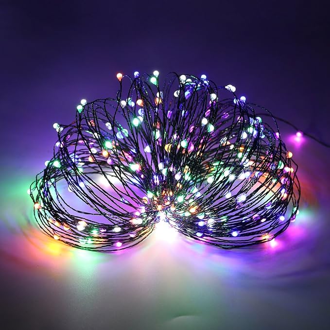 4 Pack Green Wire Fairy Lights Battery Operated Twinkle Lights | 16.4 Ft 50 LED Battery Christmas Lights Waterproof with Auto Timer 8 Modes for Xmas Wreath Tree Decor, Multicolor