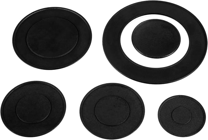 Upgraded Gas Stove Burner Cap Set - 6 Piece Metal Cooker Hat Replacement Kit For SABAF Stoves,Oven Gas Hob Burner Crown Flame Cap Cover, Stove Handles Lid Kit (Flat)