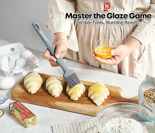 Wagensteiger Dark Gray Cooking Brush: Heat Resistant Food Grade Silicone, Non-stick Cookware Safe, Silicone Pastry & basting Brush, Flexible Bristle Design (10.63inch x 1.97inch)