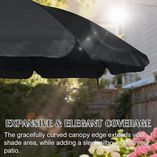 Blissun 6.5ft Patio Umbrella with Push Button Tilt & Height Adjustable, UV50+ Sun Protection with Sturdy Fiberglass Ribs & Iron Pole, Market Umbrella for Outdoor Table Garden Backyard Beach