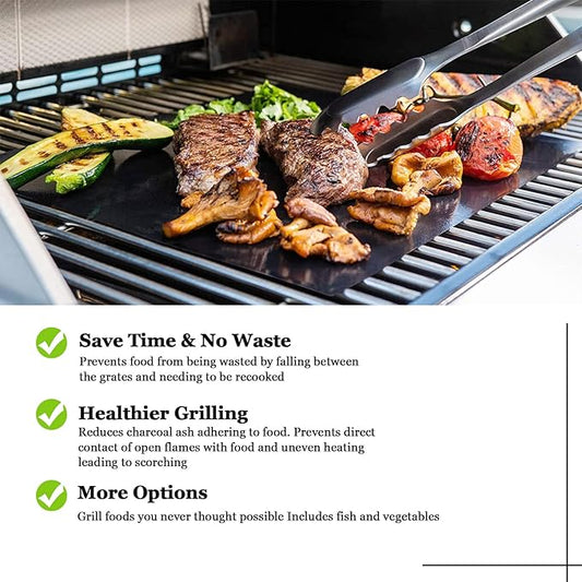 UBeesize 6 Pack Black Grill Mats for Outdoor Grill, Heavy Duty BBQ Grilling Matt & Oven Liners, Resuable, Easy to Clean, Works on Gas Charcoal Electric Grill, Smoker, Oven -15.75 x 13 Inch