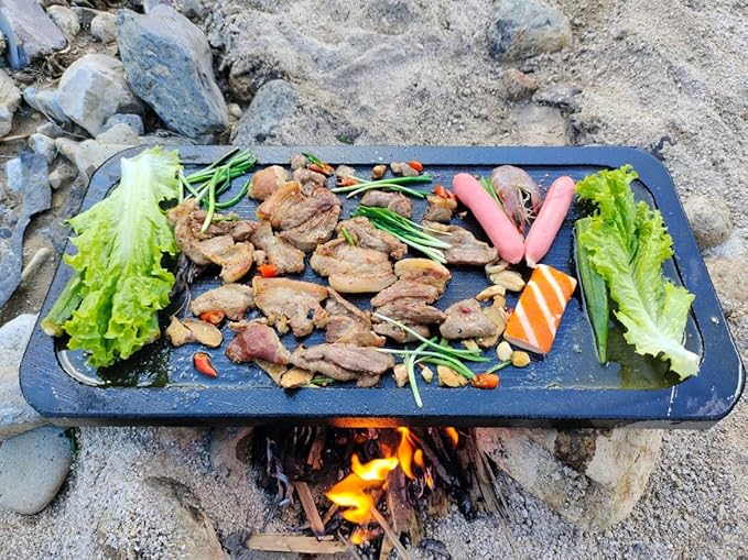WANLIAN Lava Grill Steak Stone,Grilling Stone,Tabletop Grill Cooking Stone,11.8x7.9 x1in Grilling Plate for Oven and Barbecue Cooking Meat,Fish,Vegetable and Pizza