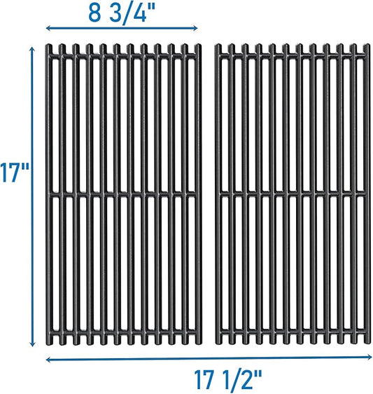 Uniflasy 17 x 8 3/4 Cast Iron Cooking Grate fits CharBroil Commercial 463644220 463632320 463642316 463245518 463630021 G369-0030-W2 2Burner Grill Replacement Part Grid for Nexgrill 720-0864M 720-0864