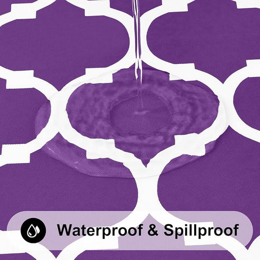 Smiry Rectangle Table Cloth, Waterproof Vinyl Tablecloth with Flannel Backing for Rectangle Tables, Wipeable Spillproof Plastic Tablecloths for Dining, Camping, Indoor and Outdoor (60"x120", Purple)