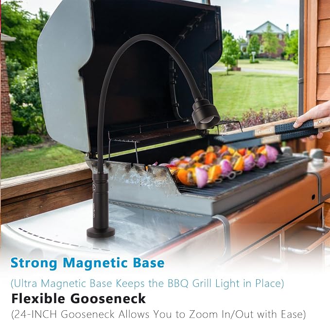(Improved) NextLED NT-7728 Heavy Duty Magnetic Grill Lights for Outdoor Grill, 24 Inch Gooseneck with Magnetic Base, Warm Light, Heat & Water Resistant, BBQ Light, BBQ Grill Accessories