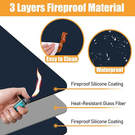 Blue 15x18 Inchs Heat Resistant Mat for Outdoor Grill Table,Fireproof Under Blackstone Griddle BBQ Mat,Air Fryer Mat,Indoor Fireplace Mat, Protect Your Table and Outdoor Grill Table(0.04in Thickness)