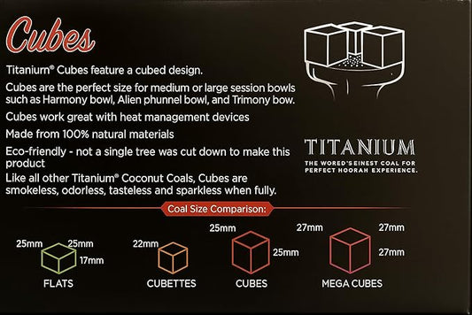 HookahJohn Titanium Hookah Coconut Coals,1 Kg Natural Hookah Charcoal,72ct (Cubes)