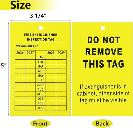 Monthly Fire Extinguisher Inspection Tags Record 4-Year Maintenance Tags Fire Recharge and Inspection Record Tag for Indoor Outdoor Extinguishers(50 Pieces)
