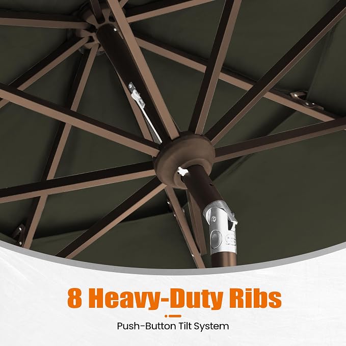 EliteShade USA 10-Year-Non-Fading 10ft 3-Tier Market Patio Umbrella, Commercial Grade Outdoor Table Umbrella with Crank Open, Windproof & UPF 50+ UV Protection, Heavy Duty Ventilation for Garden, Deck, Pool, Backyard, Beach & Bistro, Charcoal