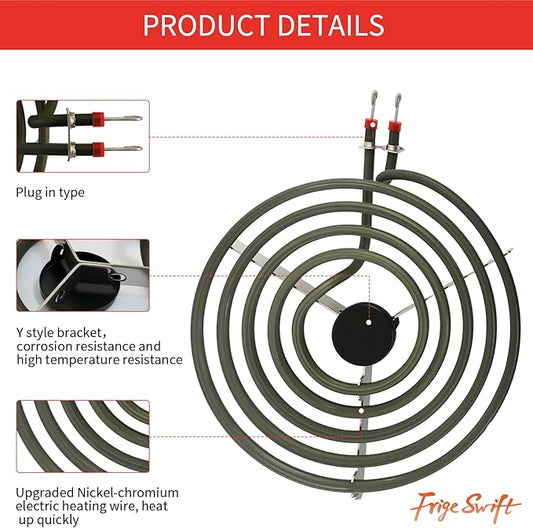 MP21YA 8" Stove Burner Element Fits Whirlpool Maytag Kenmore | MP21YA 8 inch stove burner 240V 2100W five-turn coil fits Whirlpool Maytag Kenmore quick three step DIY install