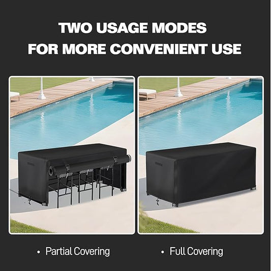 7 Piece Outdoor Bar Height Dining Set Cover with Split Zipper, Heavy Duty 600D Oxford Fabric Outdoor Bar Cover for 6 Person 76'' Long Outdoor Wicker Bar Height Dining Set, 76"L x 34"W x 42"H