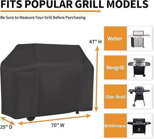NEXCOVER Gas Grill Cover- 70" Waterproof BBQ Cover, UV Resistant Barbecue Cover, Easy On & Off, Fade Resistant & Dustproof Barbeque Smoker Cover for Brinkmann Char-Broil Weber Nexgrill and More.