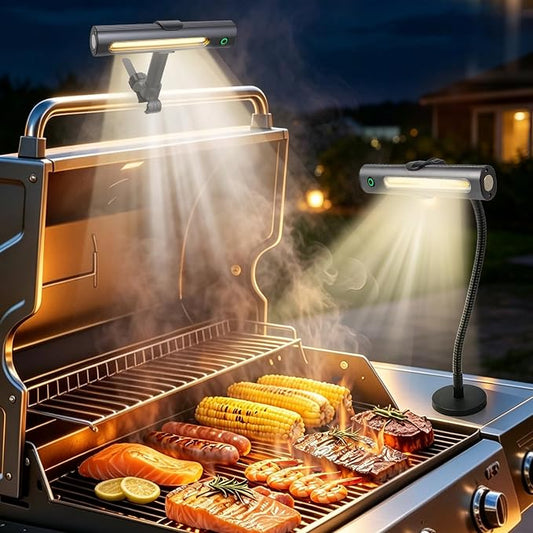 Rechargeable 360° Grill Light for Griddle & Grills with Magnetic Base and Gooseneck, IPX5 Waterproof, 2-Level,Brightness, USB-C Charging,