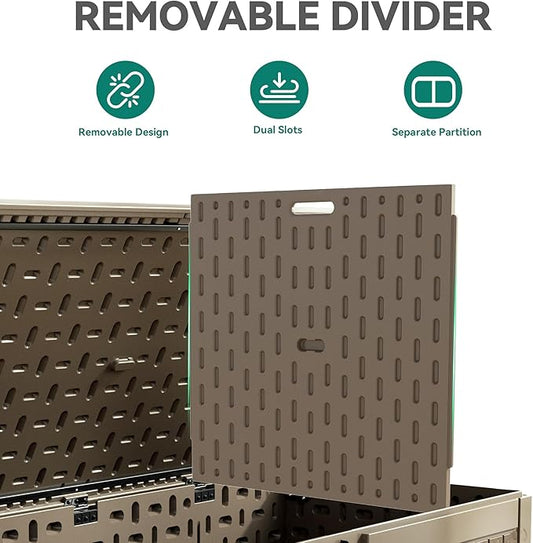 YITAHOME 320 Gallon Large Deck Box with Divider & Side Handles, Outdoor Double-Wall Storage for Patio Furniture Cushions, Garden Pool Accessories, Waterproof & Lockable