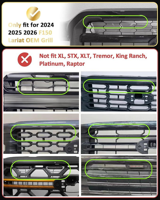 Front Grill Raptor Lights for Ford F150 2024 2025 2026 (Yellow, Lariat) | 5th Gen F150 Grille Marker Lights, Waterproof F150 LED Lights Accessories, Snap-in Installation, OEM Style, Off-road Driving