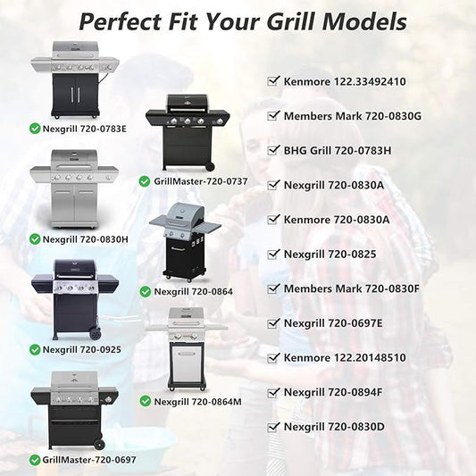 Flame Tamers Replacement for Nexgrill 720-0830H 720-0783E, Grillmaster 720-0697 Grills, Heat Plate Shields for GrillMaster 720-0697, BHG 720-0783H, Nexgrill 720-0925, Members Mark 720-0830G (4-Pack)
