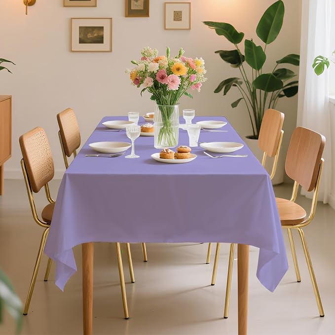 54 Inch X 300 Feet Plastic Table Cover Roll Premium Disposable Plastic Tablecloth for All Type/Shape Tables | Picnic, Party, Banquet, Birthdays, Weddings (Light Purple, 54 Inch X 300 Feet)