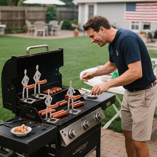 5 PCS Funny BBQ Stand Man Hot Dog Holder | Creative Sausage Rack for Grill | Reusable Stainless Steel Standing Man Weiner Roaster | Metal Hotdog Roasting Sticks for Camping