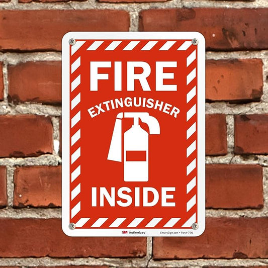 SmartSign - U1-1060-RD_7x10 "Fire Extinguisher Inside" Label | 7" x 10" 3M Reflective Laminated Vinyl 10" x 7" Reflective Vinyl Label
