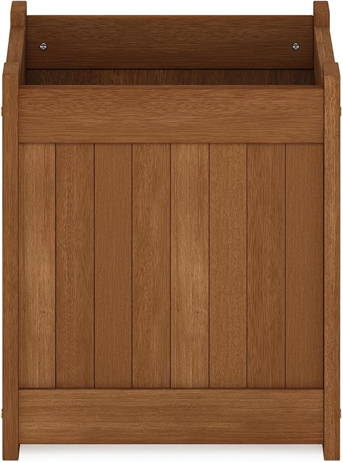 Furinno TIOMAN Planter Box, Hardwood Flower Box, Cube Garden Box, in Teak Oil, Outdoor Indoor, Garden, Patio, Balcony, Light Wood