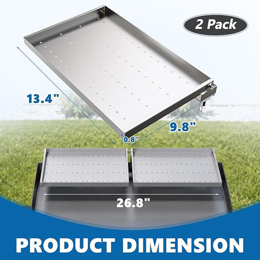SafBbcue Griddle Warming Rack for Blackstone 28" Griddles, Reversible Warming Rack/Shelf for Blackstone Flat Top Griddle Accessories to Expand Cooking Space, Universal Stainless Steel Shelf, 2 Pack