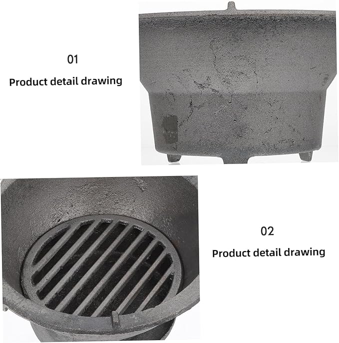 Portable Cast Iron Charcoal Stove Outdoor for Camping Picnics Backyard Cooking Sturdy Barbecue Tool for Charcoal Cooking Outdoor Events