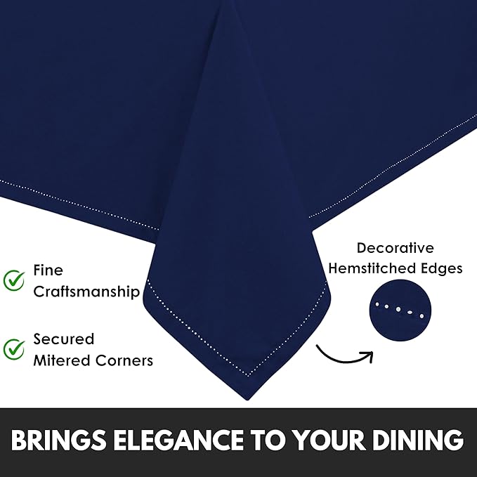 Table Cloths 100% Cotton 52 Inch x 70 Inch Decorative Washable Rectangle Tablecloth Table Cloth for Gifts, Buffet, Dining, Kitchen & Camping - Indigo Blue