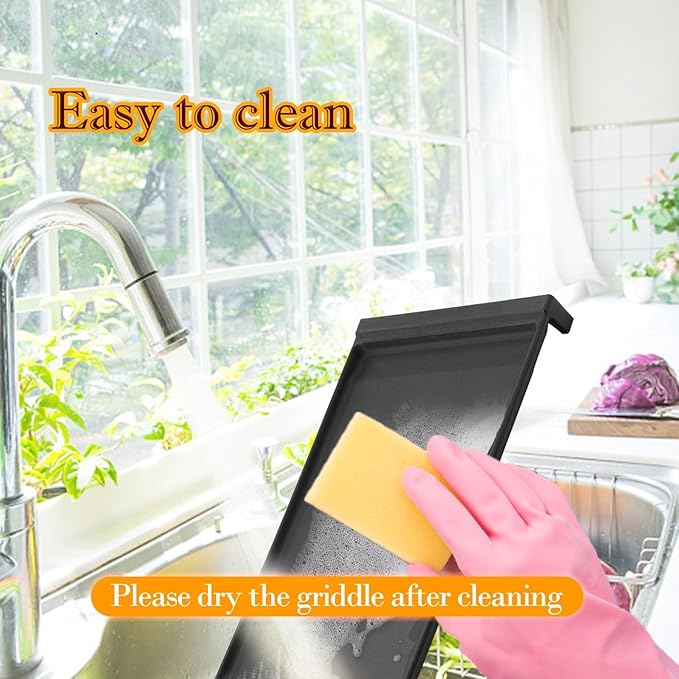 Upgraded WB31X24738 Cast Iron Griddle Replacement for GE Stove Parts WB31X24998 GE Stove Top Griddle WB31X49806 General Electric Gas Range Cooktop Center Griddle Plate JGB700SEJ4SS Flat Top Pan