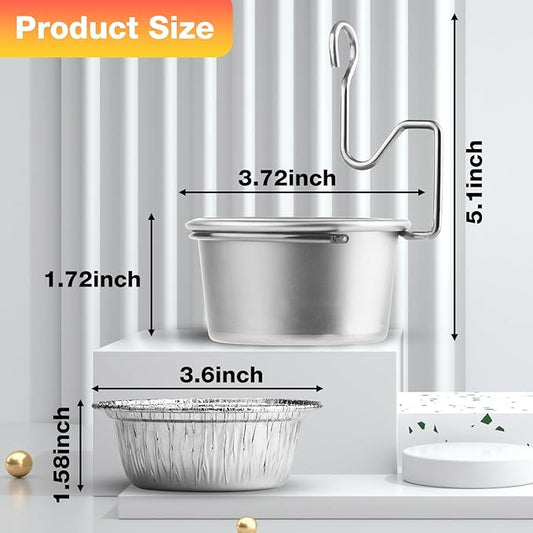 Premium Grill Grease Trap Kit - Includes 10 Liners & Heavy-Duty Clips - Universal Fit for Weber, Char-Broil, Kenmore Grills - Rust-Proof, Easy-Clean Design for Mess-Free BBQ(Silver)