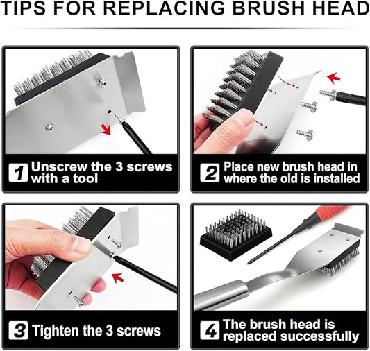 UIN Stainless Steel Grill Brush and Scraper 15.71”Long Handle Grill Cleaner for Outdoor BBQ, Cookout, Gas/Charcoal Grills