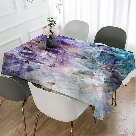 TKS MITLAN Tablecloth Quartz Stone Purple Blue Table Cloth Rectangle Table 60 x 84 Inch Ore Crystal Rough Stone Bright Gorgeous Style Kitchen Decorations for Home Dinner Party