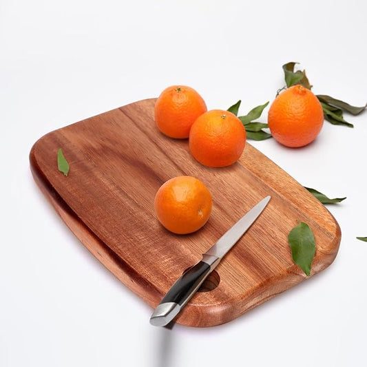 Small Acacia Wood Cutting Boards for Kitchen with Hanging – Mini Wooden Cutting Board for Vegetables, Fruit, Bread, Meat - BPA Free, 9" x 6.5"