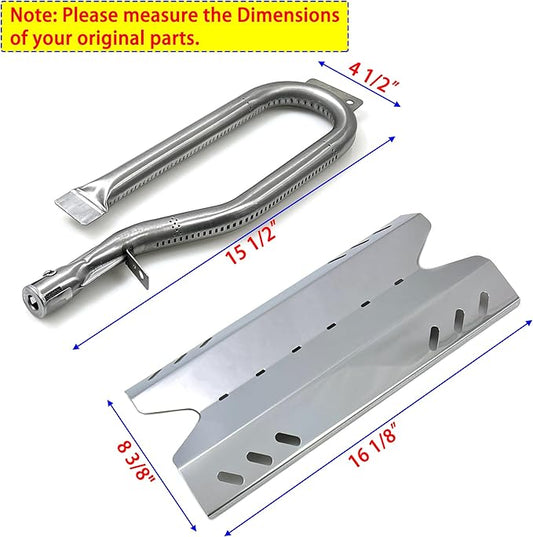 Kit DG187 Replacement for Members Mark BQ05046-6, BBQ Pro BQ05041-28, BQ51009, Sam's Club, Outdoor Gourmet BQ05037-2, BQ05046-6A Gas Grills, Burner Tube, Stainless Steel Heat Plate, 3pk