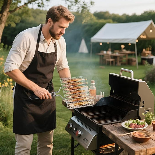 Fish Grill Baskets,Folding Portable Fish Grilling Rack For Grill, BBQ Grilling Basket, Stainless Steel Grill Basket For Veggies, Shrimp, Meat Cook,Come With Storage Bag and Two Basting Brush