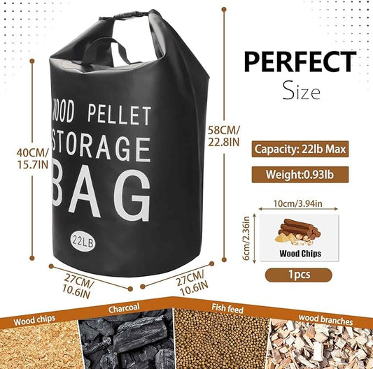 Wood Pellet Storage Containers Waterproof Charcoal Storage Bin-iiiBumwow Smoker Pellet Storage Bin w/Label Pocket & Buckle Seal & Dual Handles Pellet Containers for Grill Outdoor(22LB) (2-Pack)