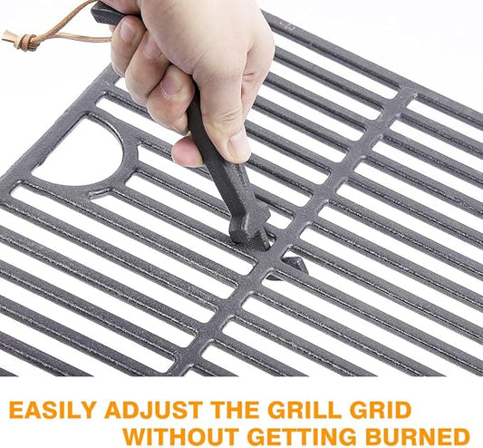 Cast Iron Grill Grate Lifter, Barbecue Universal Grid Lifter, Grill Grate Lifter Gripper for Most Charcoal Grills and Gas Grills