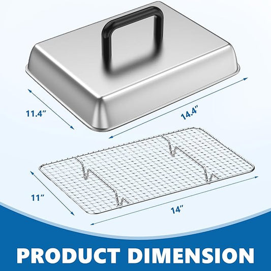 SafBbcue Griddle Accessories for Blackstone Cooking Cover Basting Cover Cheese Melting Dome and Cooling Rack Baking Rack for Most Flat Top Griddle Cooking Easy to Clean Oven & Dishwasher Safe