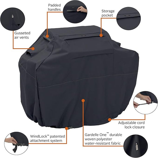 Classic Accessories Ravenna Water-Resistant 64 Inch BBQ Grill Cover, Black