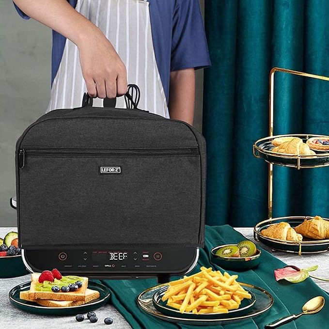 LEFOR·Z Dust Cover Compatible with Ninja FG551/DG551 Foodi Smart XL Grill and Accessories,Water Resistant Air Fryer Cover with 6 Storage Pockets,Black