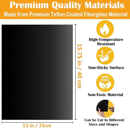 Grill Mats for Outdoor Grill - Dailyart Set of 10 BBQ Grill Mat Non-Stick Grill Sheets Teflon Grilling Accessories BBQ Accessories Reusable, Works on Gas, Charcoal, Electric Grill 15.75 x 13-Inch