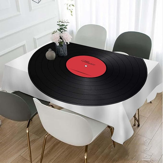 TKS MITLAN Vinyl Record Tablecloth 60x84 Inch Rectangular Music Disk Modern Classic Oblong Table Cloth Kitchen Table Decorations for Home Dinner Party