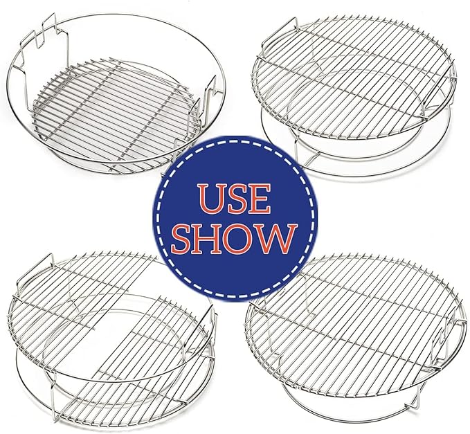 for Big Green Egg-XL 5-Piece Upgraded Replacement Kit for Large Eggspander, Including Multi-Function Grill Rack,Conveggtor Basket, Made of Stainless Steel, Expanded Cooking System