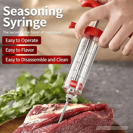 Meat Injector, 1-oz Plastic BBQ Marinade Injector Kit, Turkey Injector Syringe for Turkey Smoked BBQ Grill(50ML)
