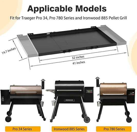 Universal Pellet Grill Storage Shelf for Traeger Pro 34 Series and Ironwood 885 Series, Grill Bottom Shelf for Traeger Pro 780, Bottom Storage Plate Accessories for Traeger Pellet Grill