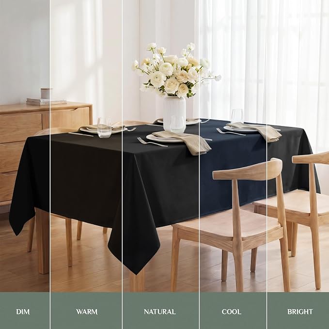 Softalker Rectangle Tablecloth, Waterproof Table Cloths Wrinkle Free Fabric Washable Polyester Table Cover for Dining Tables Party Outdoor Camping Parties Buffet - 60 x 120 inch, Black