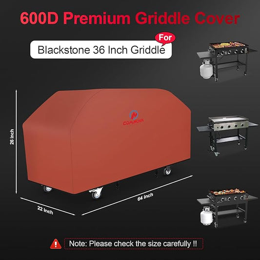 Comnova Griddle Cover for Blackstone Griddle Without Hood 36 Inch - 600D Flat Top Grill Cover for Blackstone 36" Griddle Heavy Duty Waterproof, 36" Griddle Cover for Black Stone 1554, 1825 and More