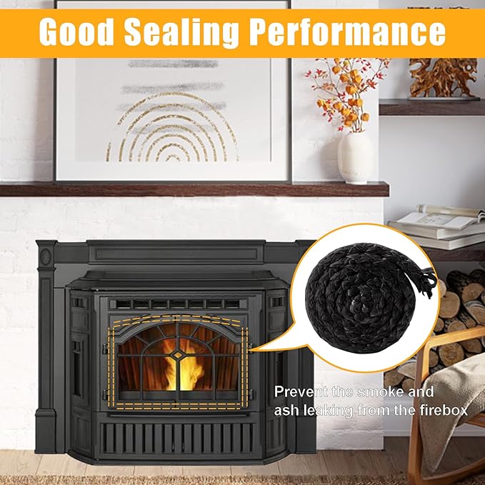Criditpid Replacement SRV7034-178 Stove Door Gasket Rope for Quadra-Fire Mt. Vernon AE, E2, Trekker Insert, Edge 60, Pellet Stoves Parts, Graphite Impregnated Fiberglass Seal Rope Ash Pan Gasket