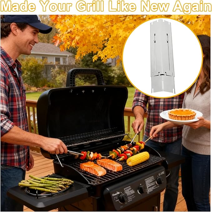 Universal Grill Heat Plates Extends from 11.75" up to 21", Stainless Steel Heat Shield, for Flame Tamer Replacement Parts for Gas BBQ(4 Pack)
