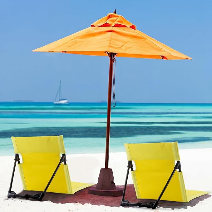 Karenhi 2 Pcs Foldable Poolside Beach Chairs for Edge of Pool Portable Beach Chairs Folding Pool Seats with Back Support Carry Bag for Adults Traveling Camping Picnic Lawn (Green)